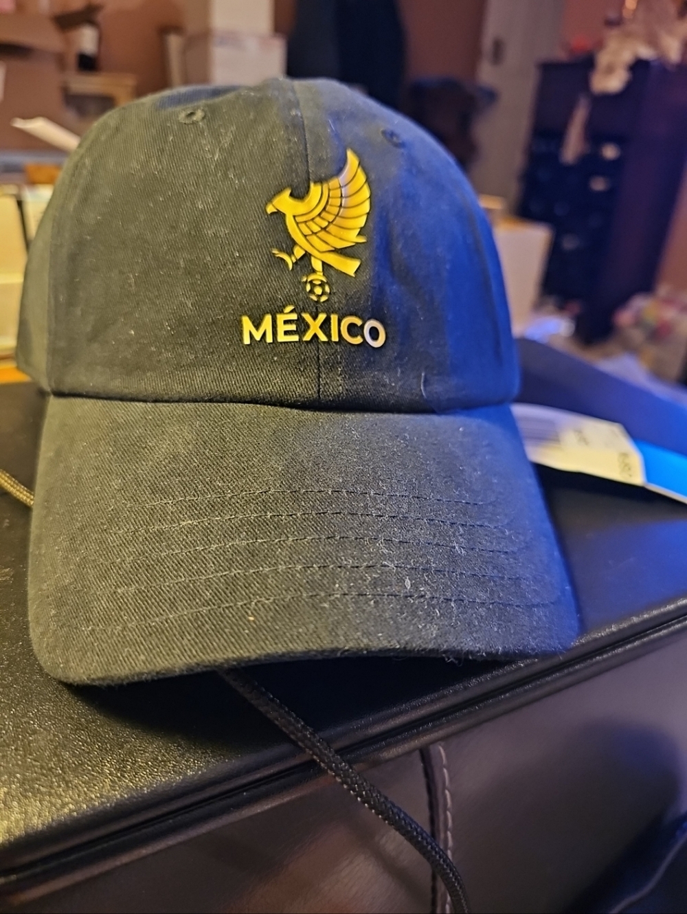 Adidas México Black Baseball Cap with Yellow Emblem New